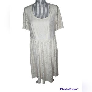 Asos women's cream lace overlay short sleeve dress size 14